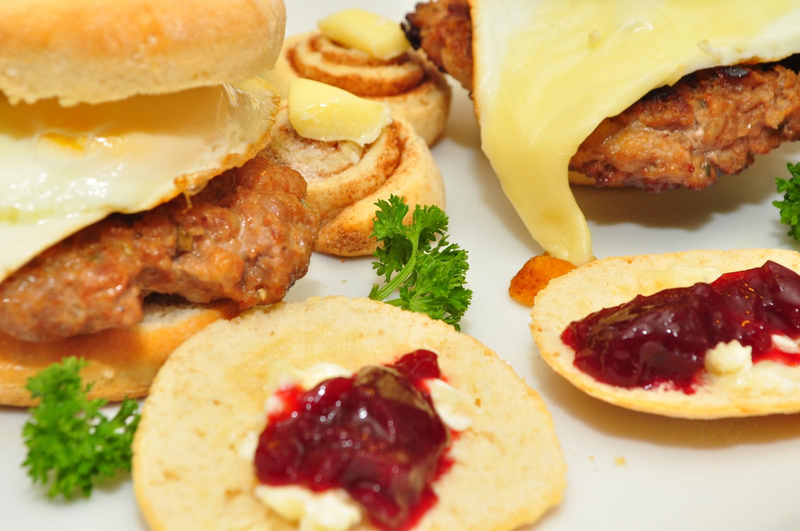 Southern breakfast sausage, egg and cheese biscuits