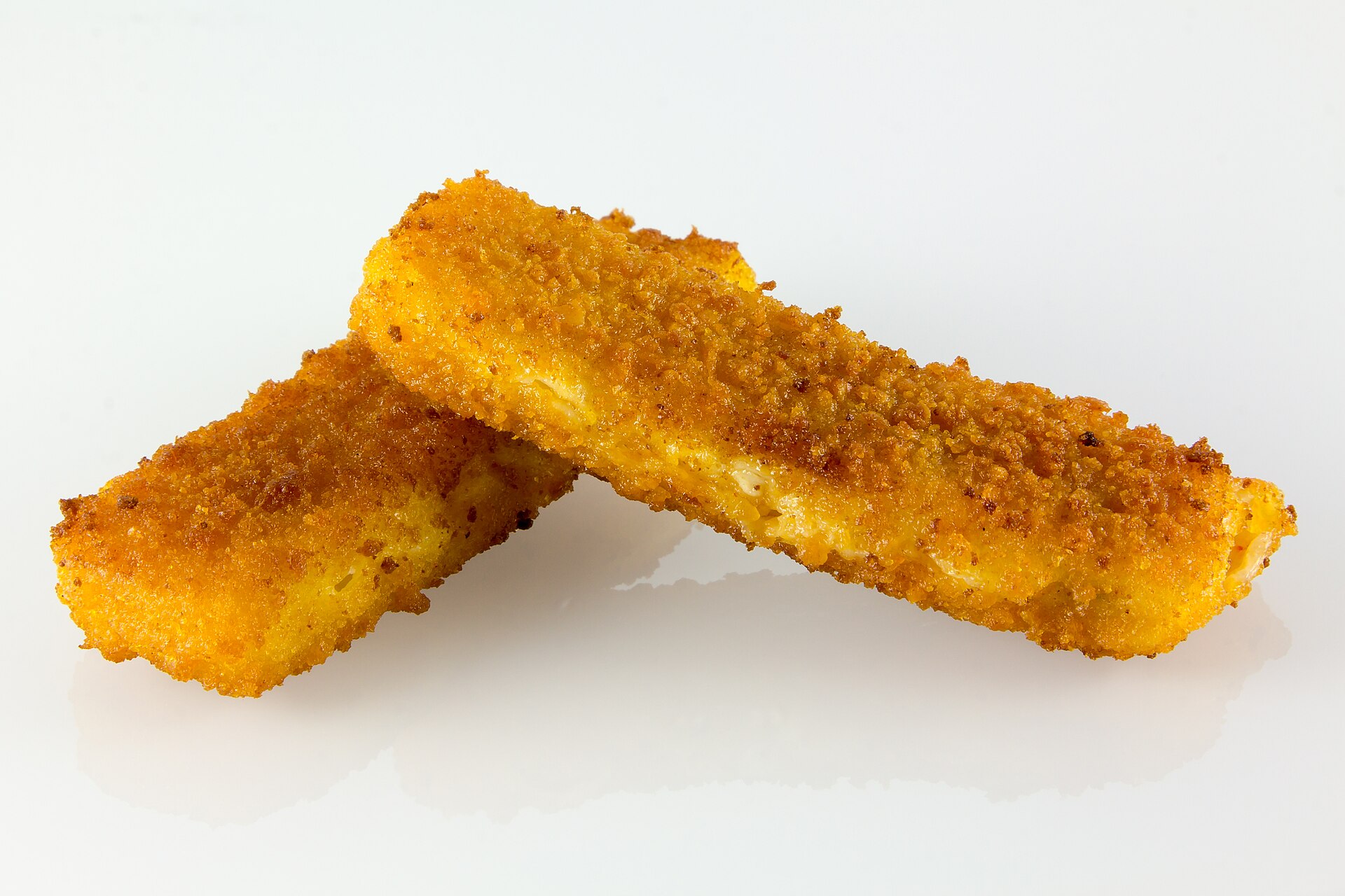 Two crispy fish sticks