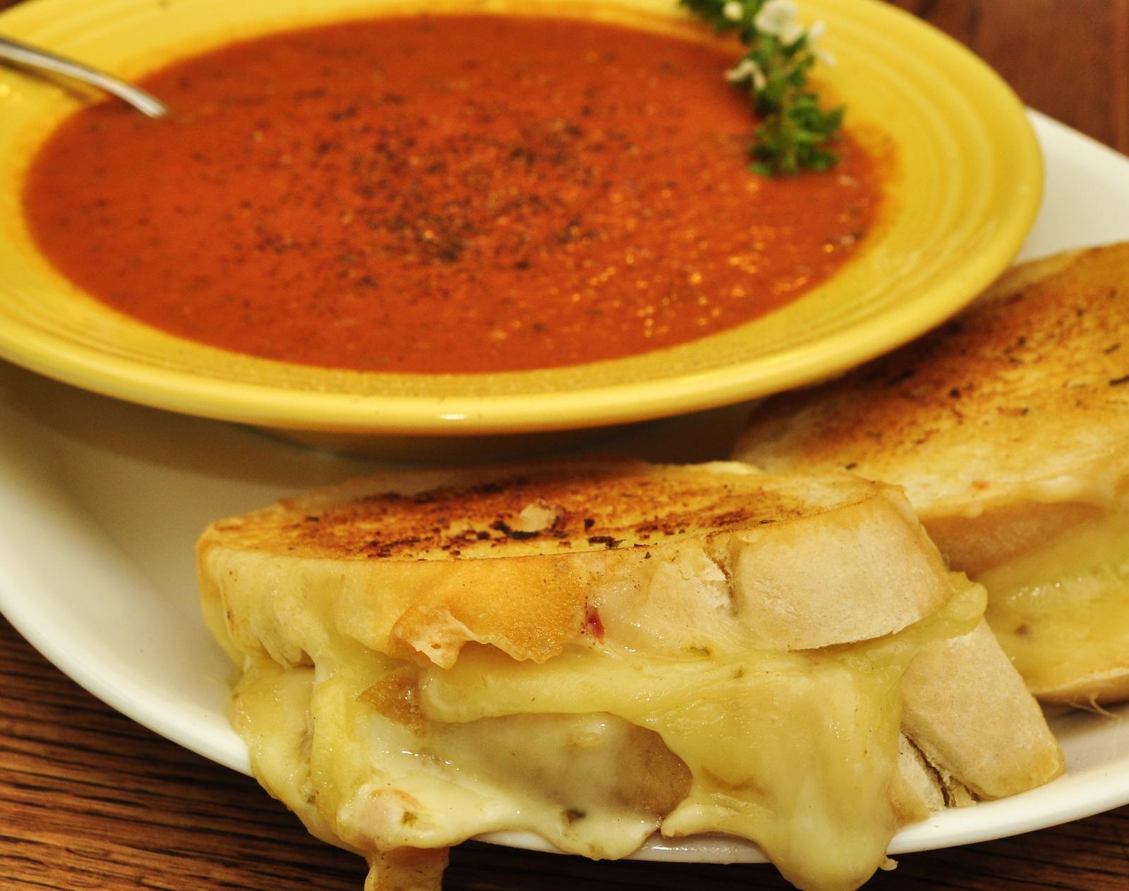 Grilled cheese sandwich with tomato soup