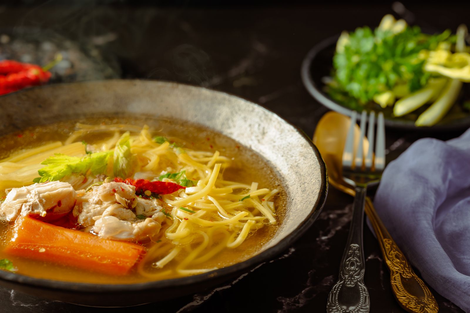 Bowl of homemade chicken noodle soup