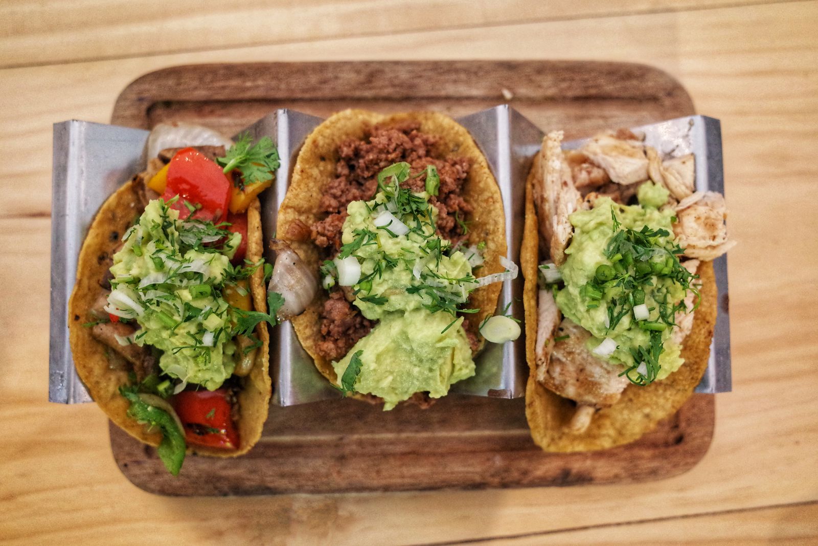 Three soft tacos for a school lunch taco day