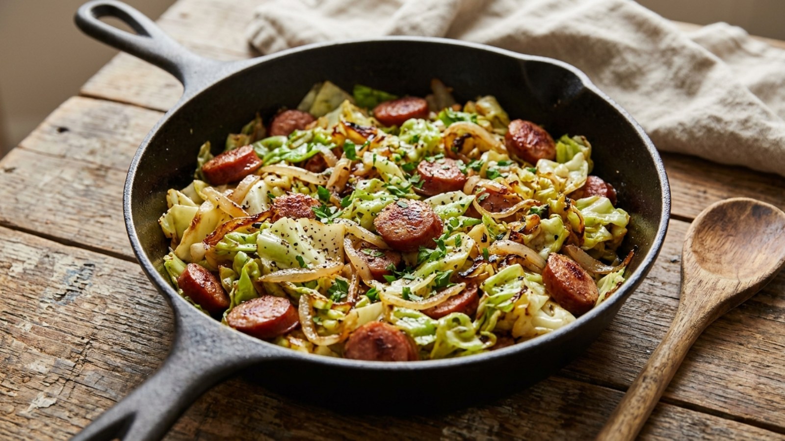 Struggle meals cabbage and sausage skillet