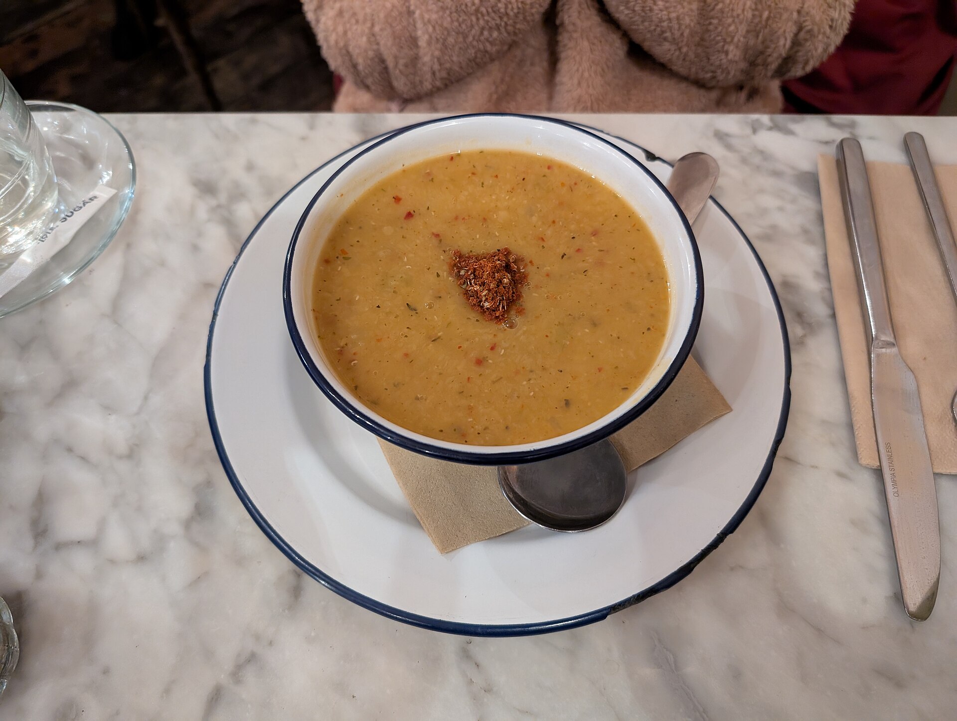 A bowl of homemade lentil soup