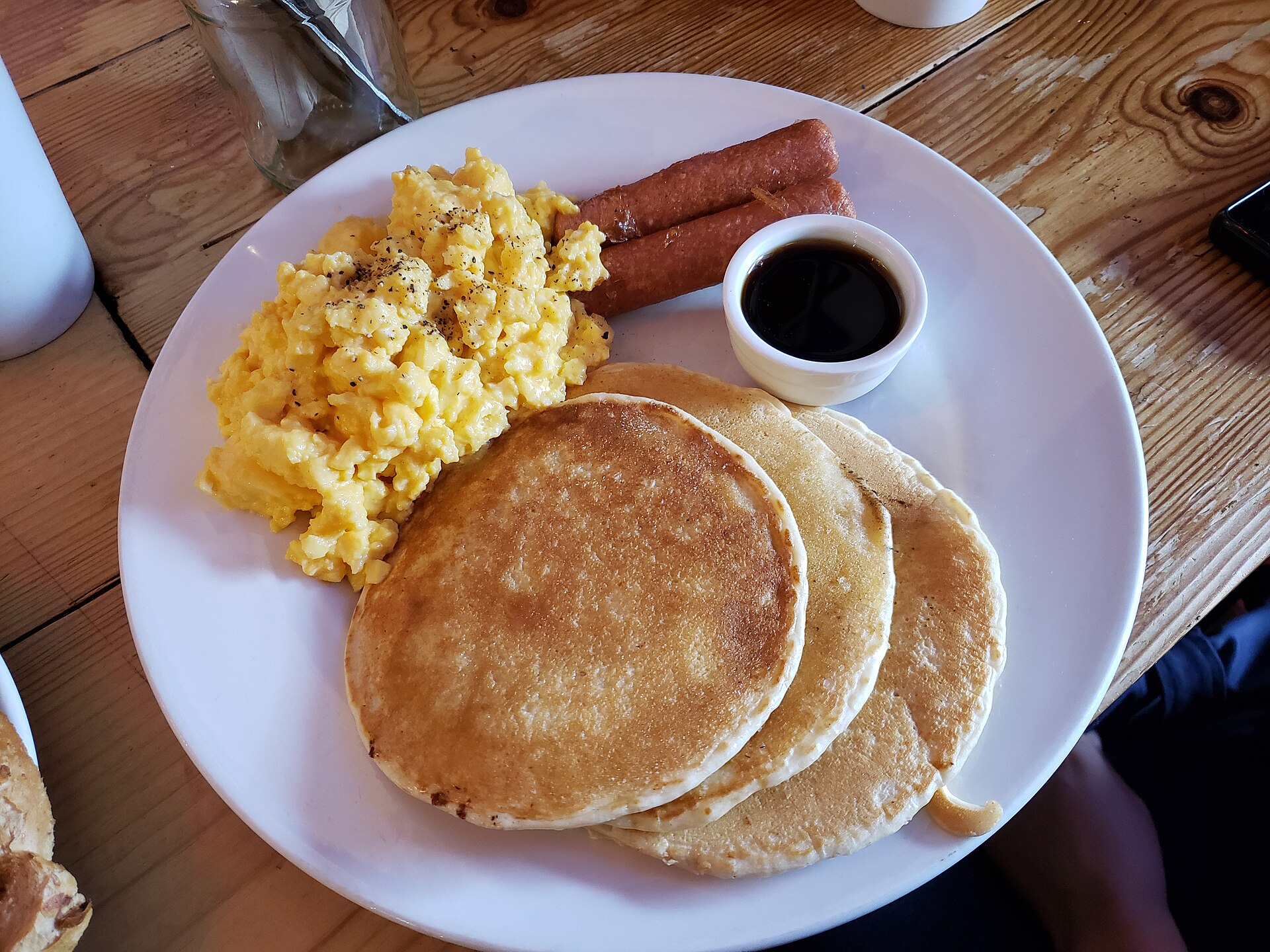 Struggle meals breakfast for dinner with pancakes and eggs