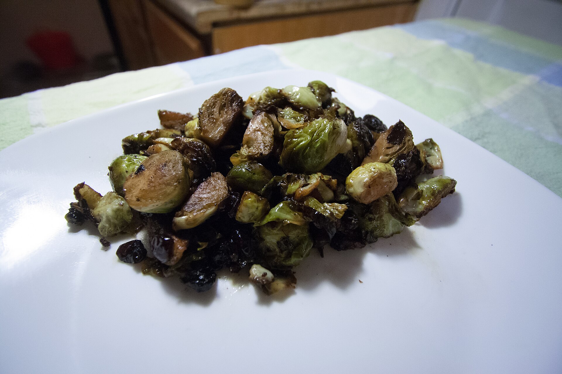 Thanksgiving for two: roasted Brussels sprouts with bacon