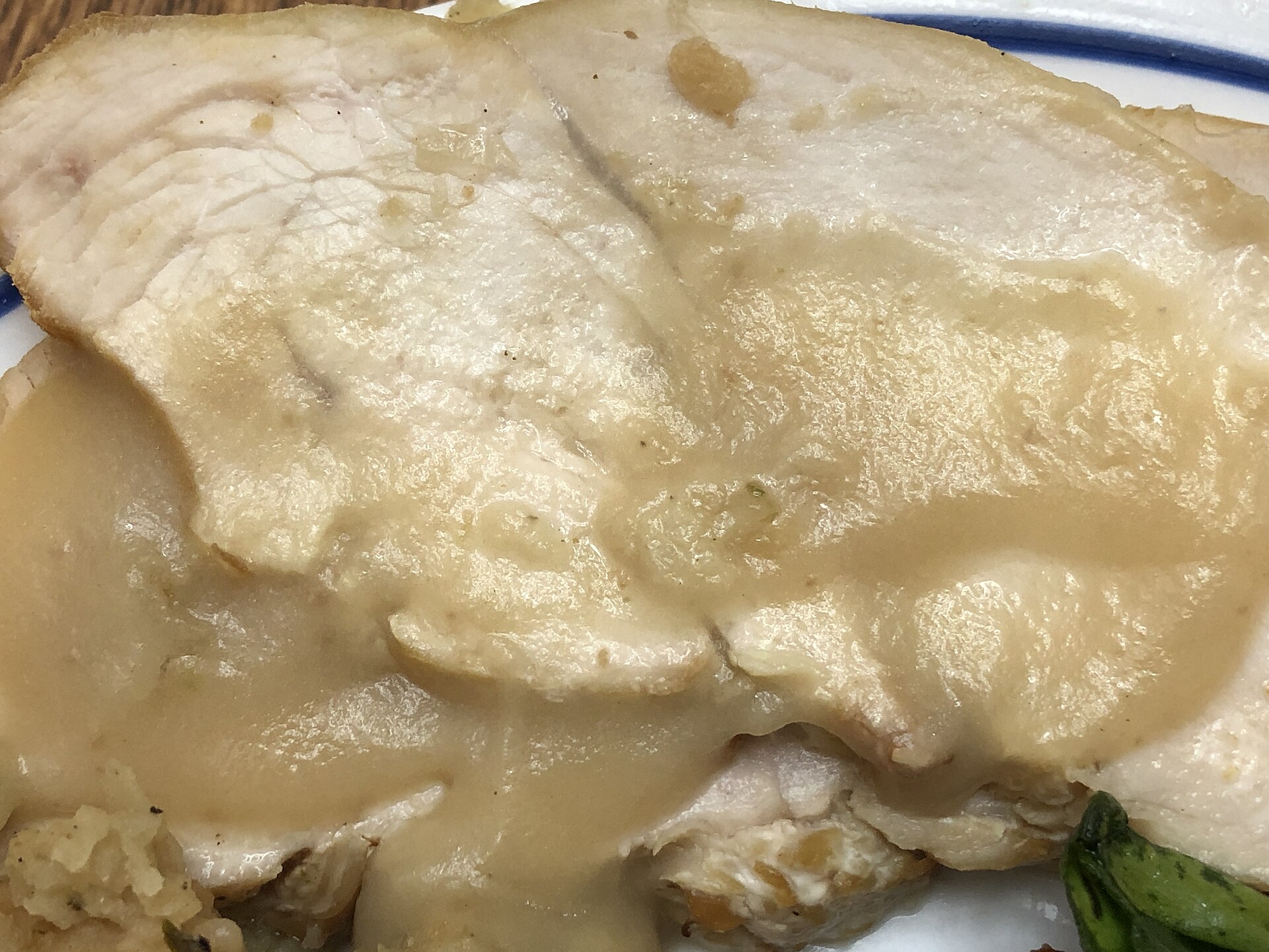 Thanksgiving for two: sliced turkey with gravy