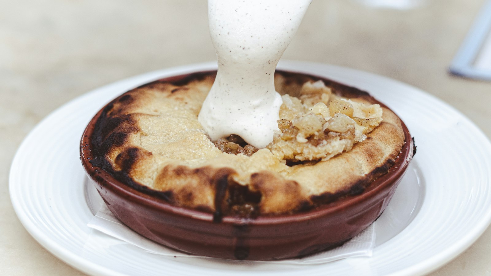 State desserts: Georgia style peach cobbler with a scoop of ice cream