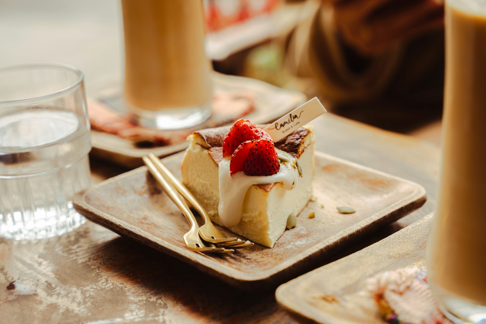 State desserts: New York cheesecake slice with strawberries