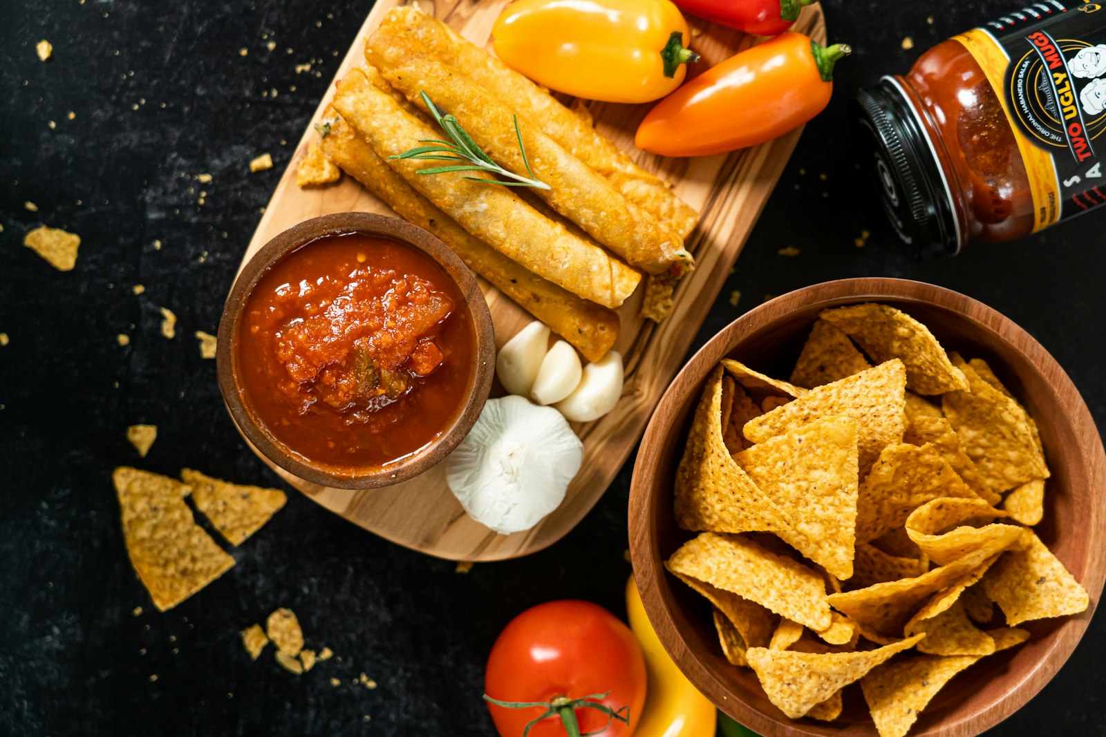 Bowl of red salsa with tortilla chips
