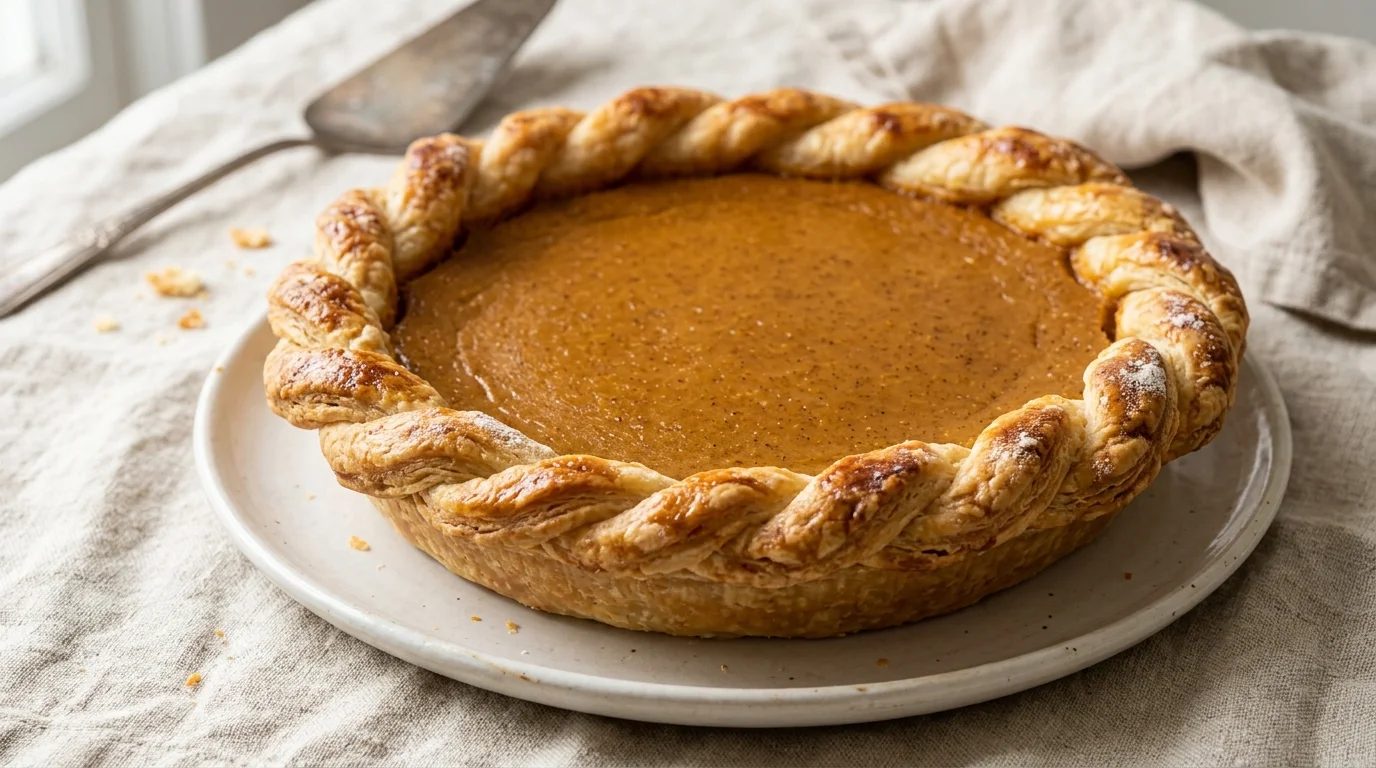 Pumpkin pie with a rope twist crust edge