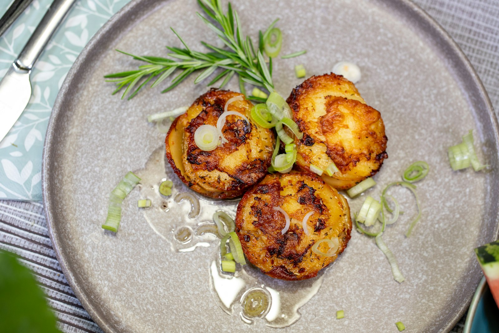 Golden mashed potato cakes with herbs