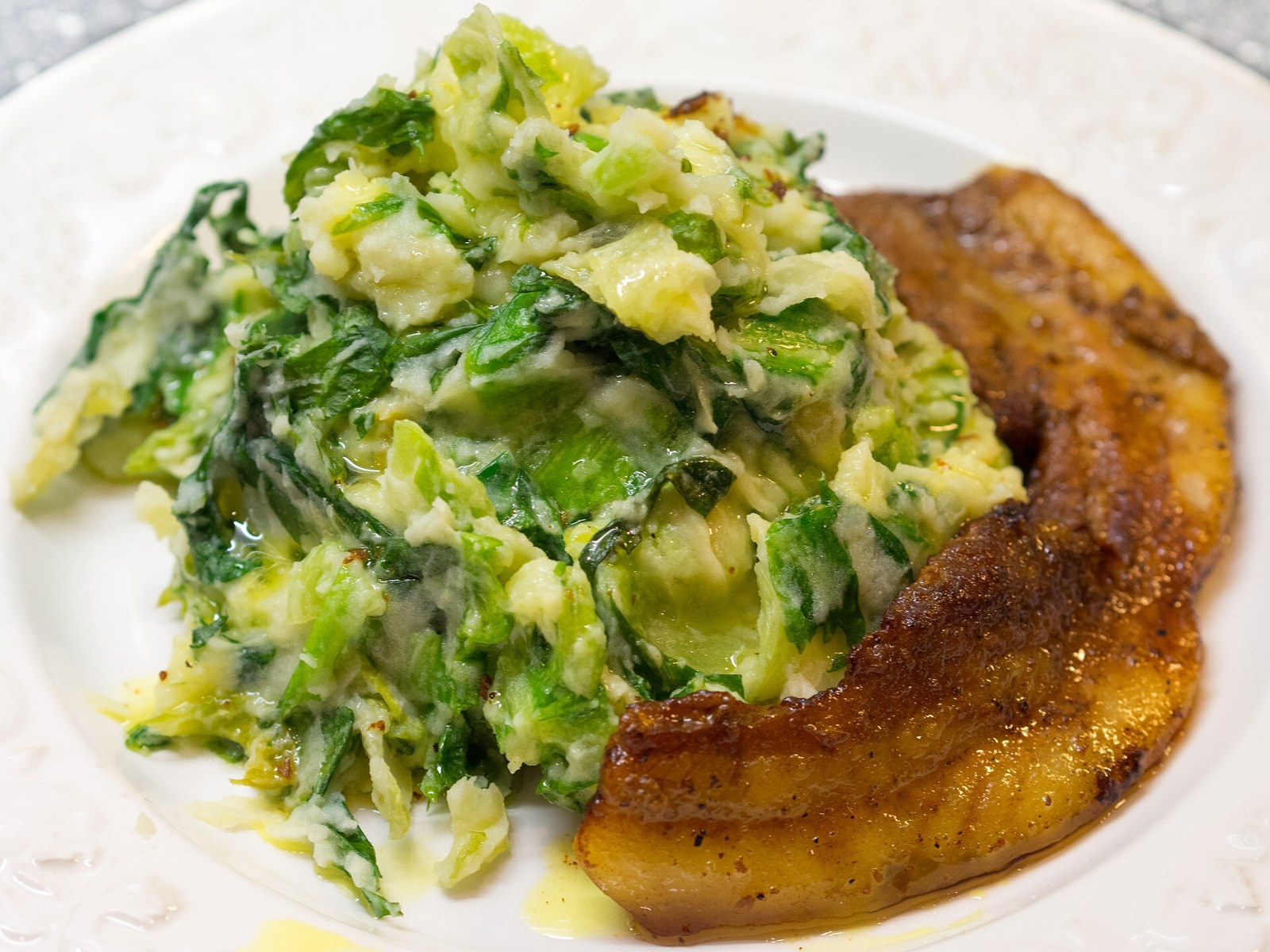 Dutch stamppot with greens and pork