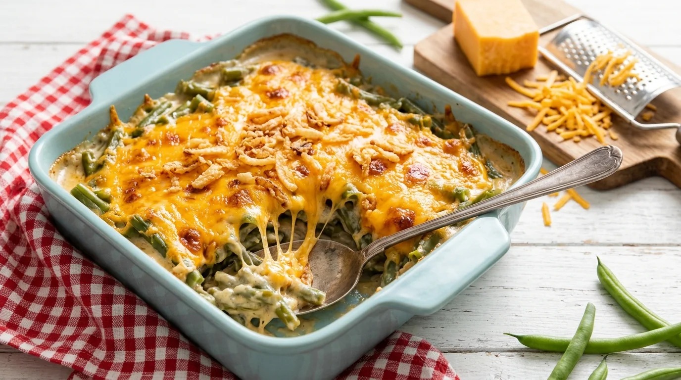 Bubbly sharp cheddar bake with a gooey cheese pull