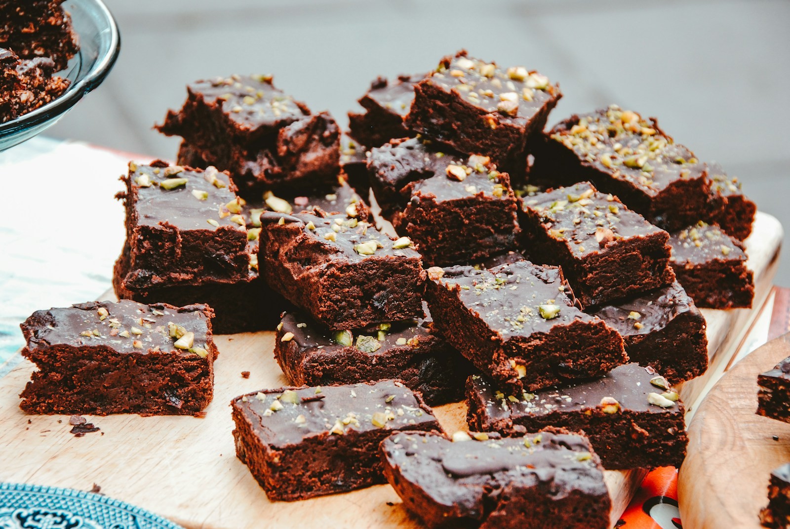 Neatly cut chocolate squares ready for a holiday tin