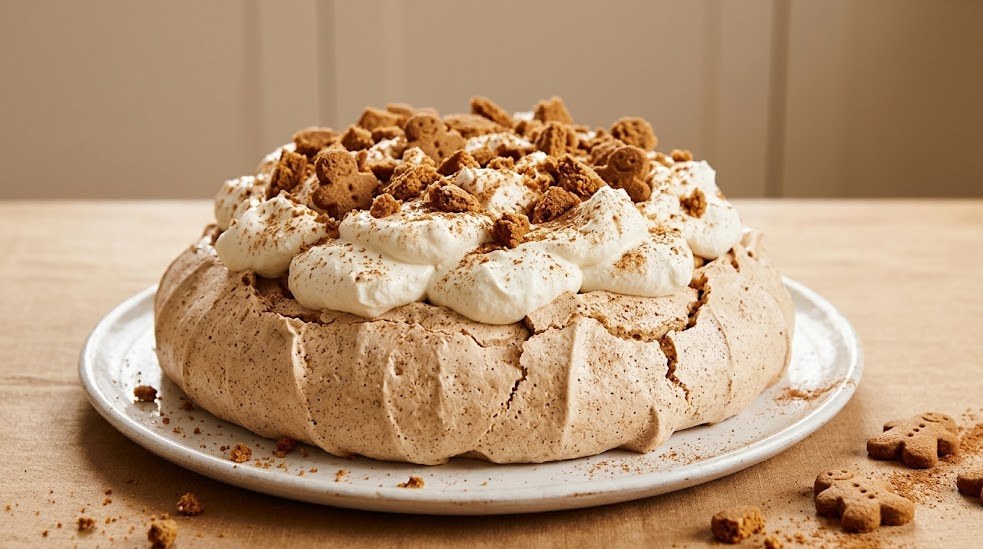 Spiced meringue with molasses cream and crumbled gingersnaps