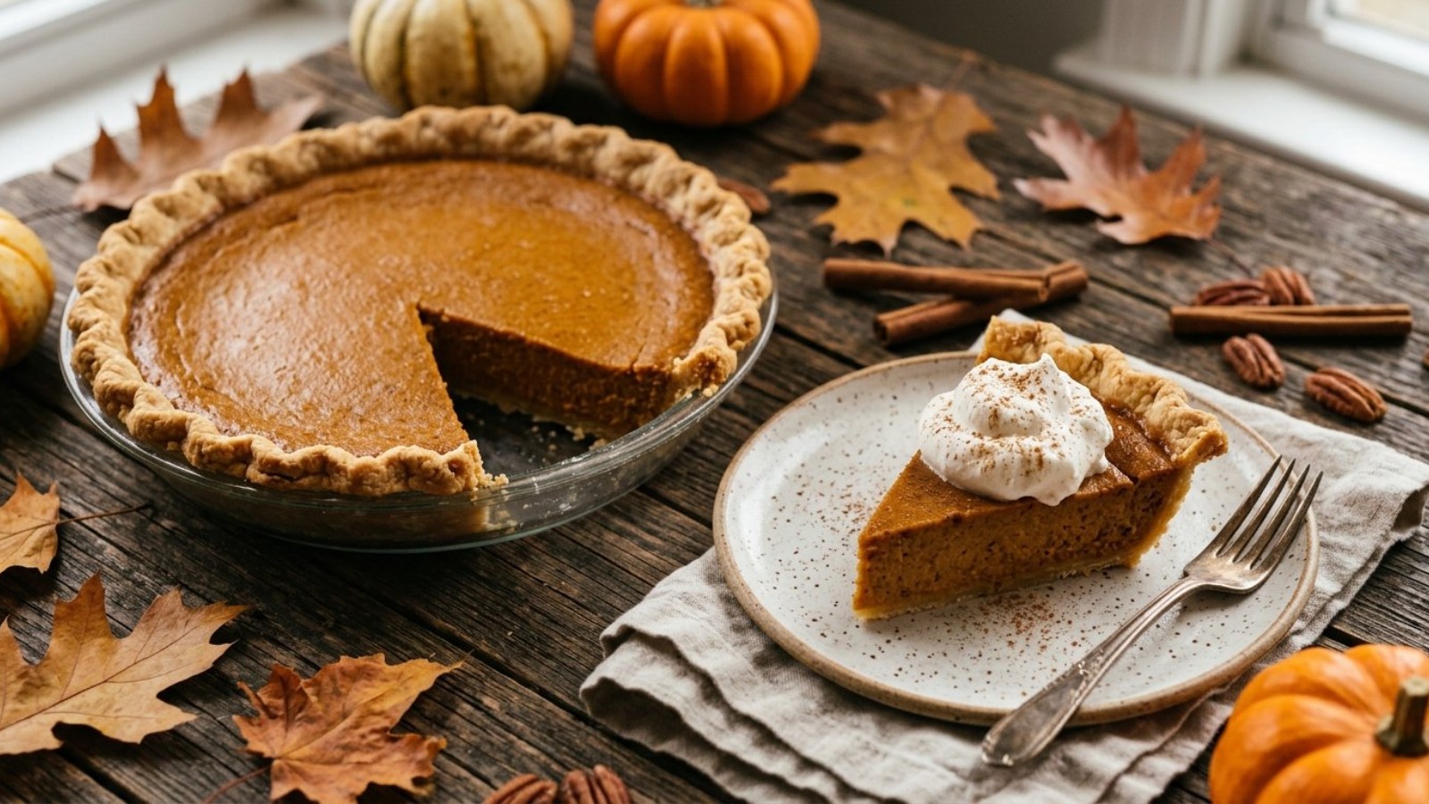Friends Thanksgiving recipes: classic pumpkin pie with whipped cream