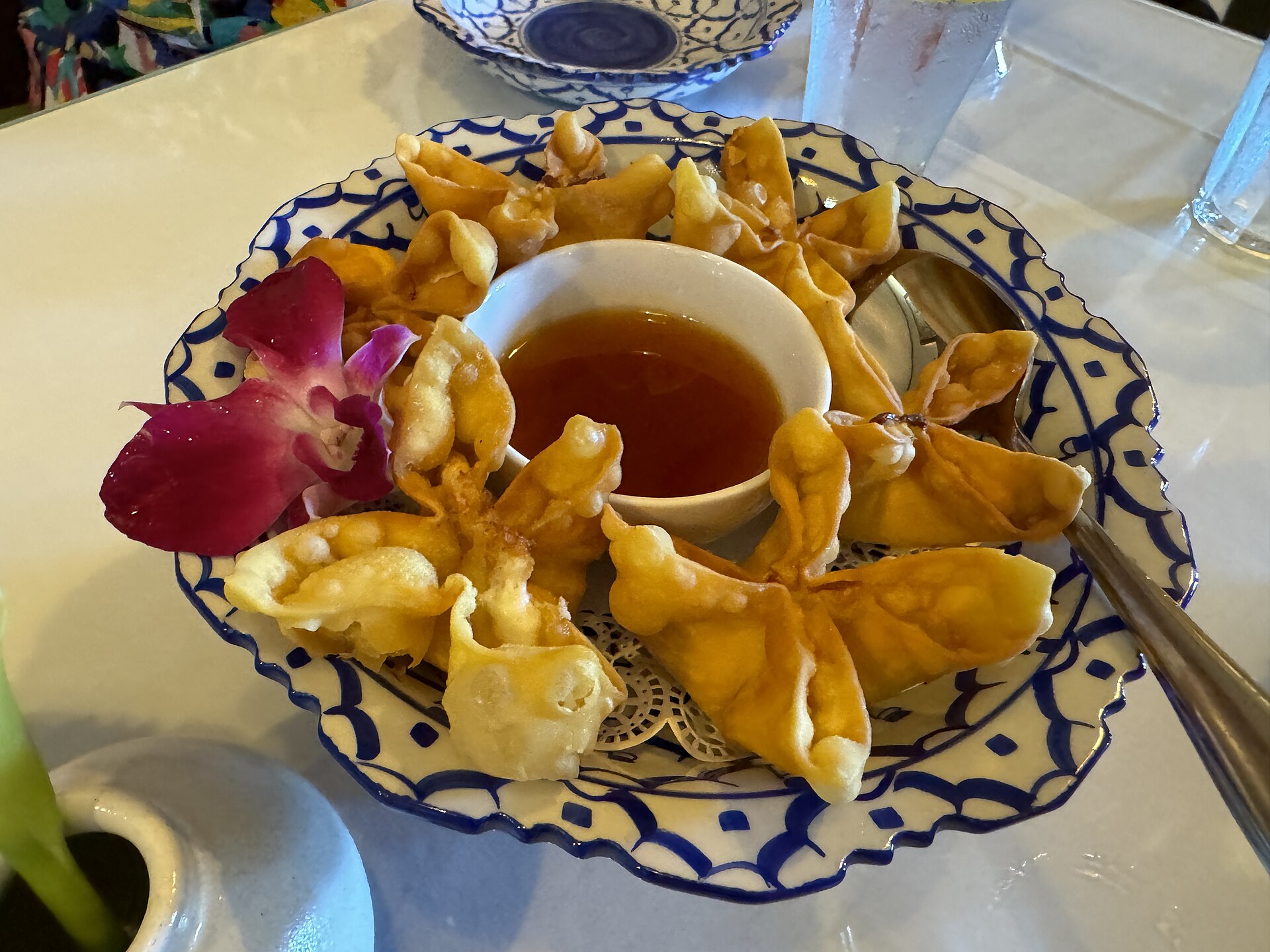 Crispy crab rangoon with sweet chili dipping sauce