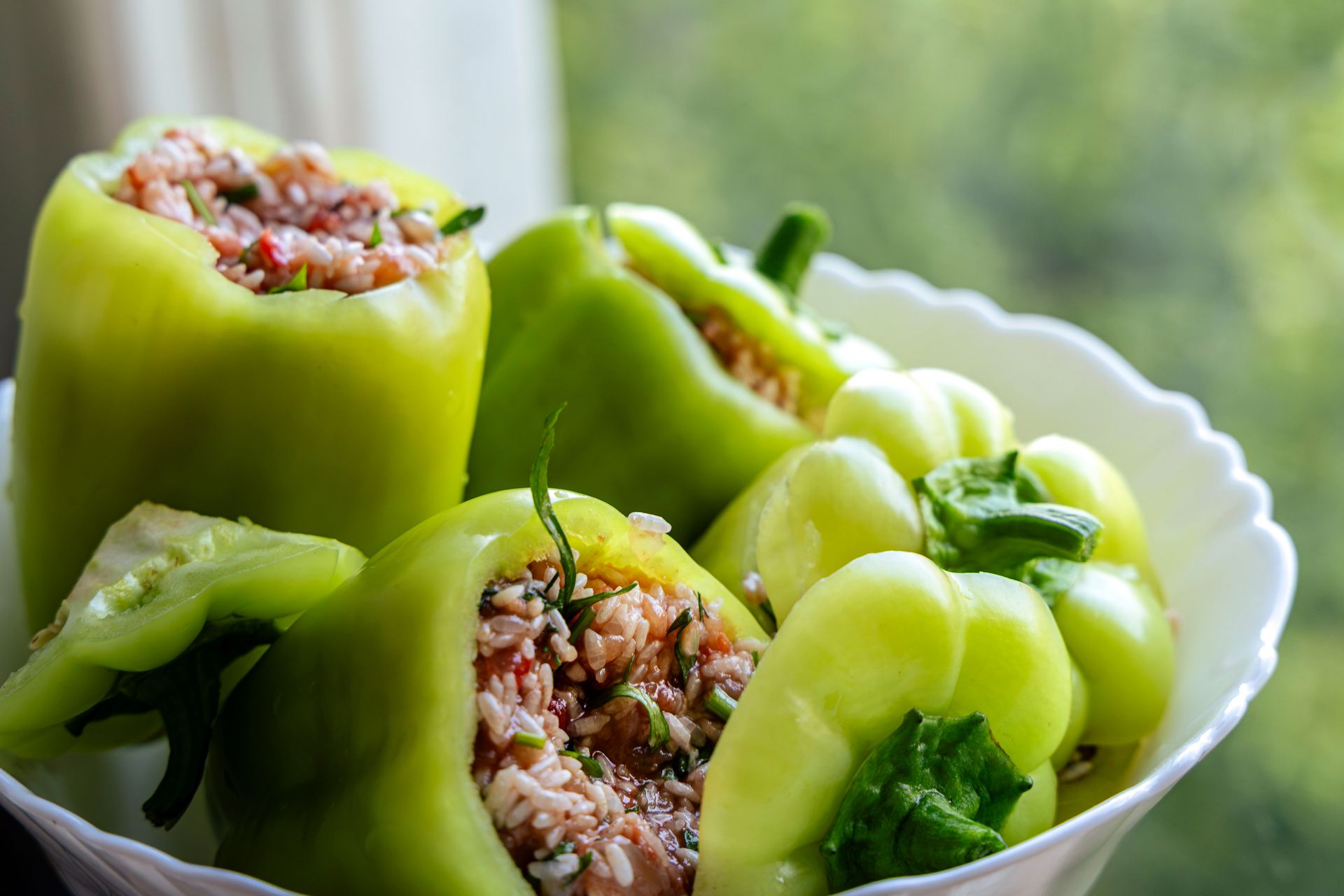 Bell peppers stuffed with meat and stuffing