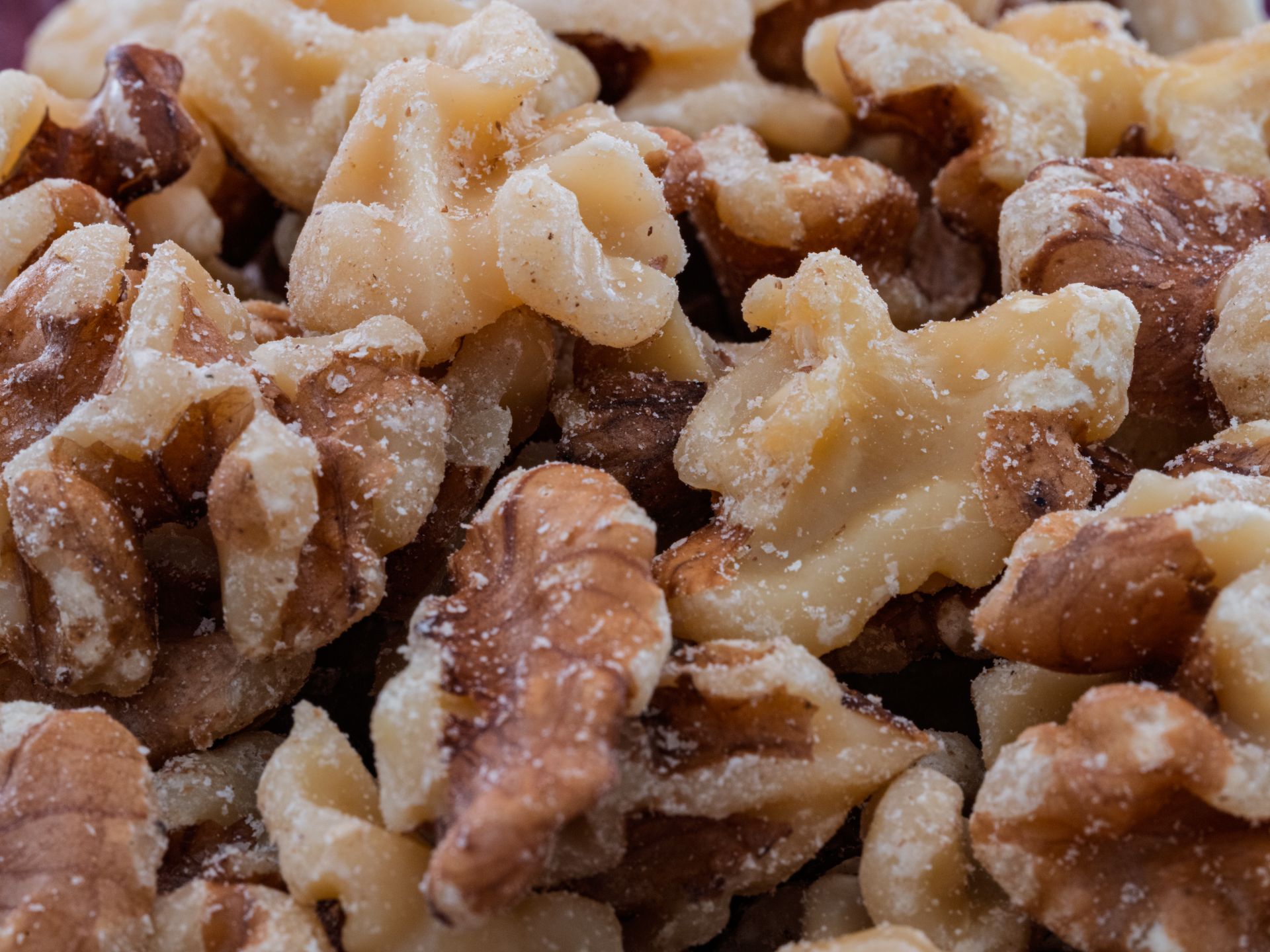 Walnut halves ready for maple cayenne spiced nuts