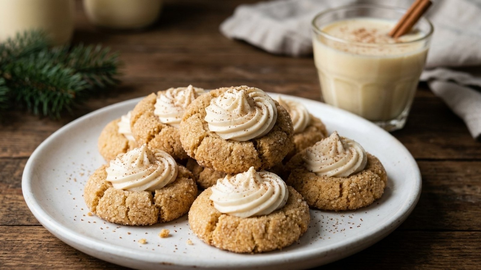 Eggnog frosting centers dusted with nutmeg