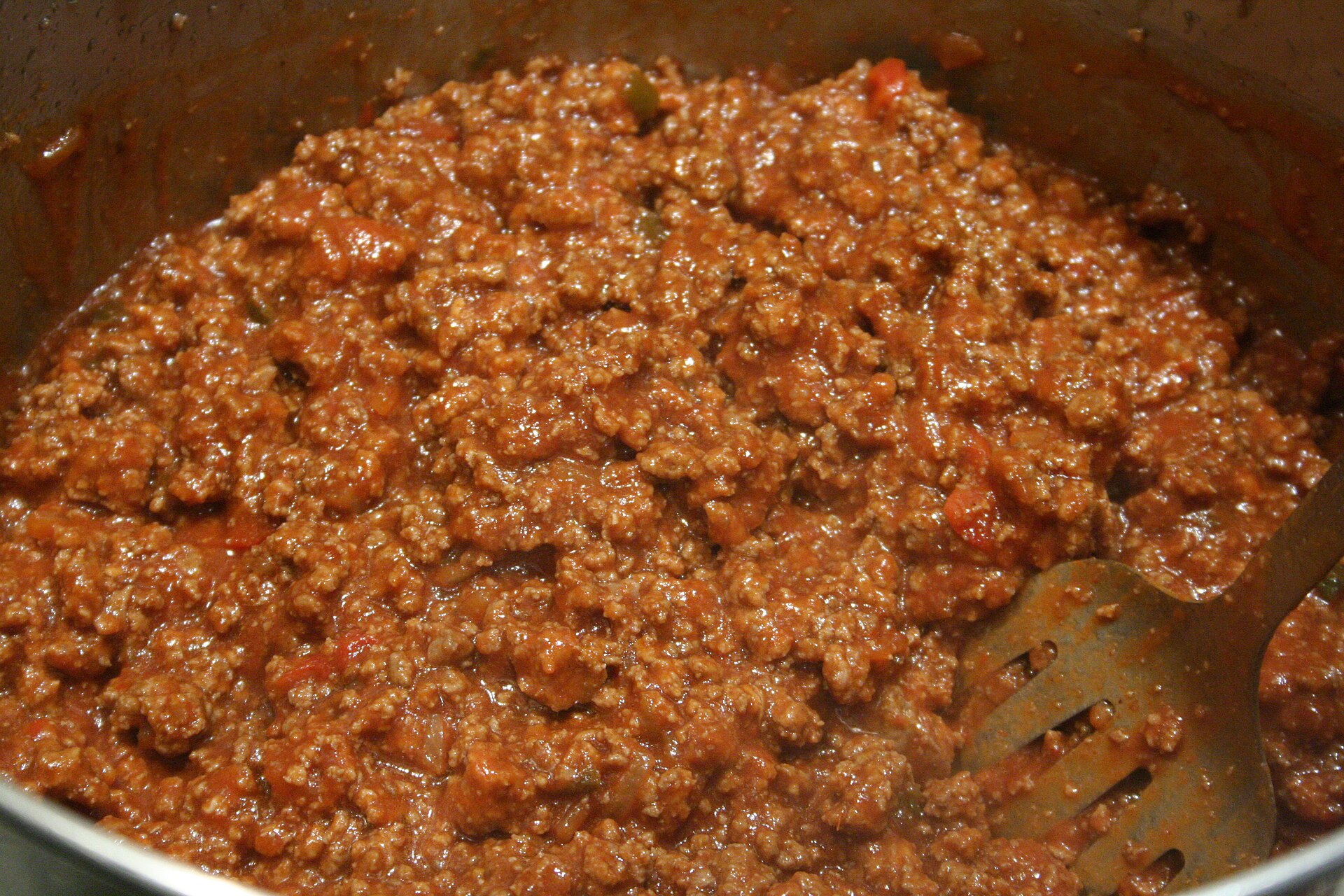 Big pot of saucy sloppy joes meat for a crowd