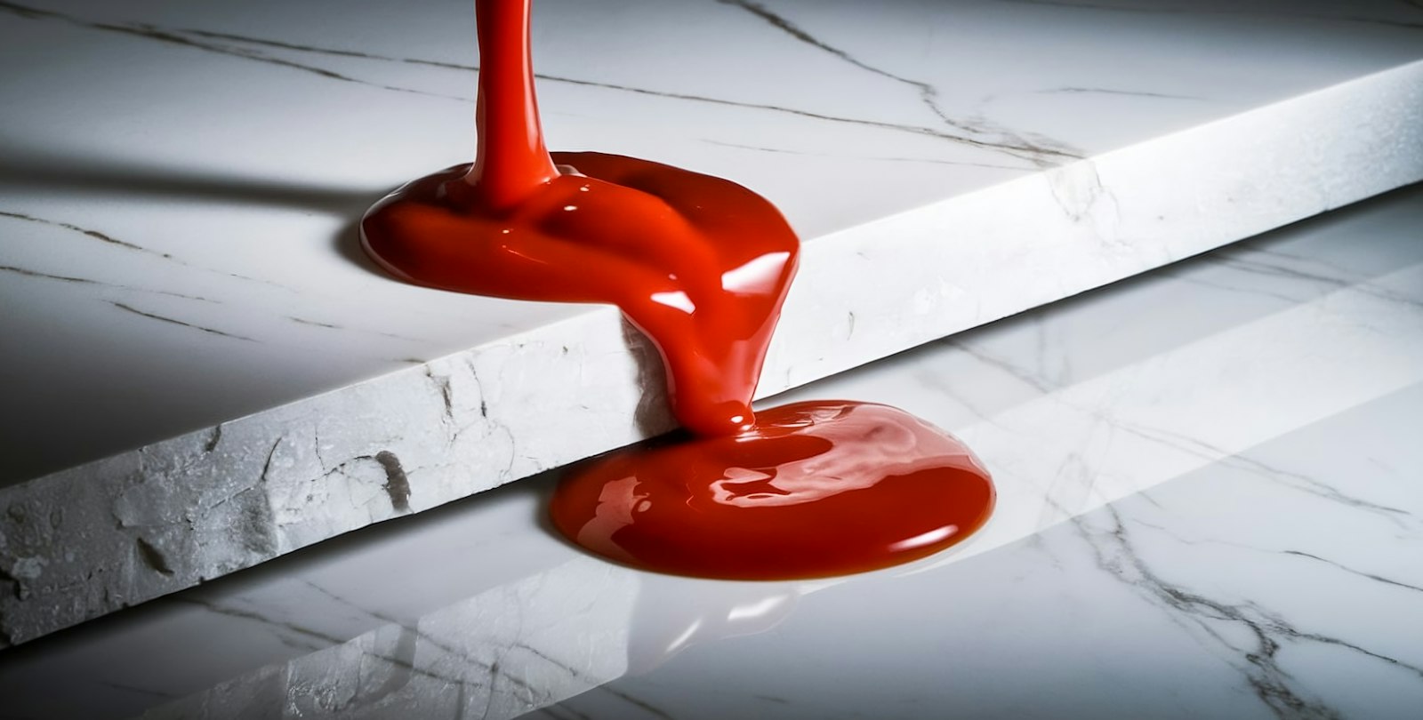 Glaze for meatloaf recipes pouring onto a counter