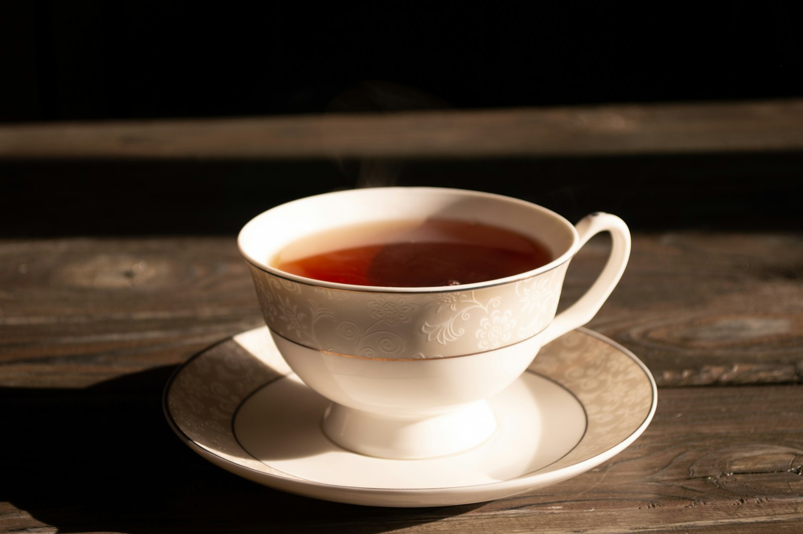 Tea and heart health: a cup of black tea on a saucer