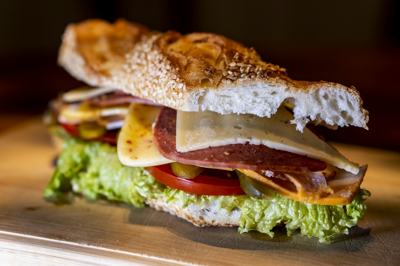 Toasted deli meat sandwich