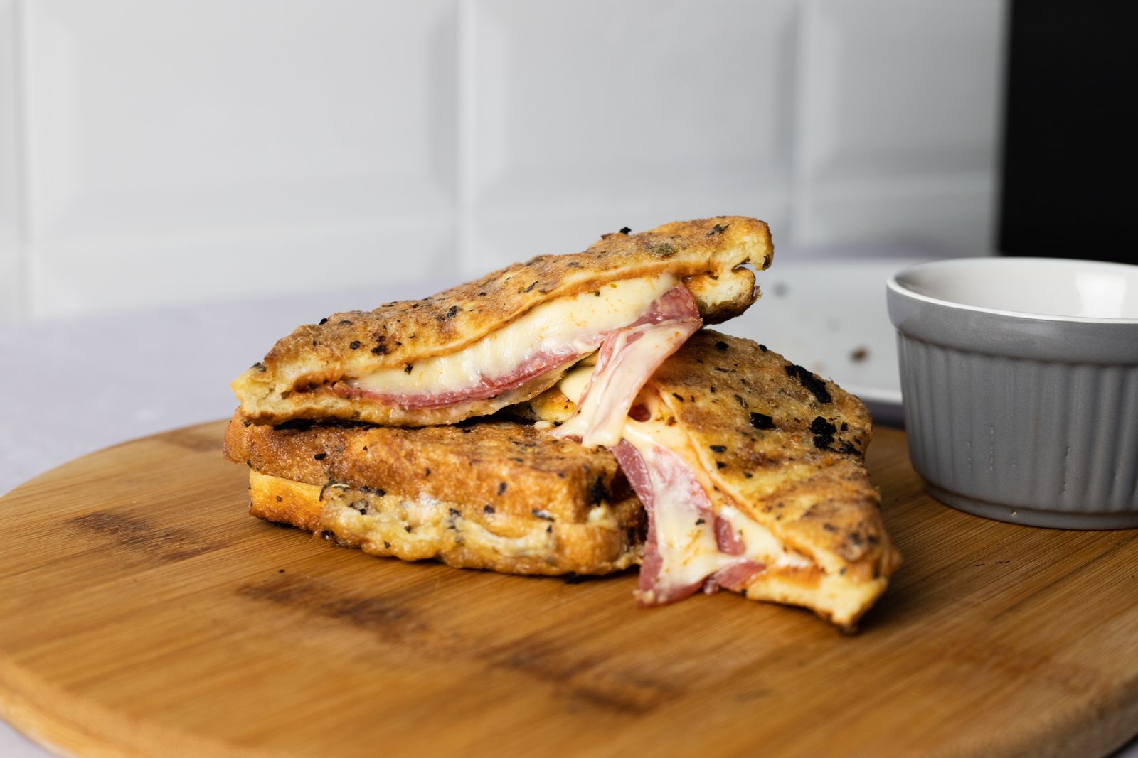 Ham and Swiss grilled cheese sandwich
