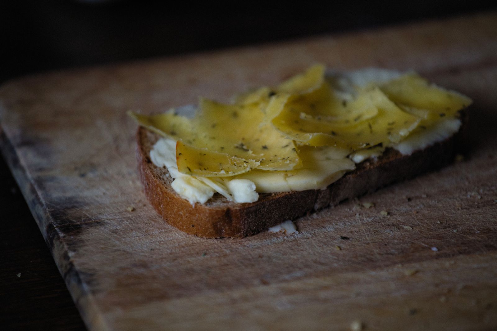 Open faced melt on rustic bread