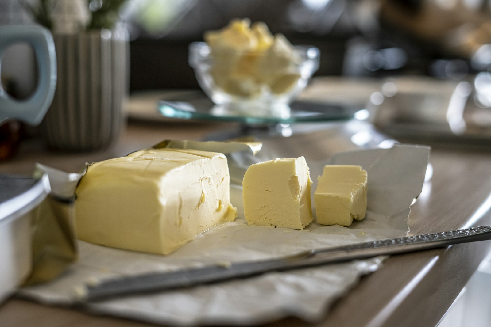 Butter on a glass dish