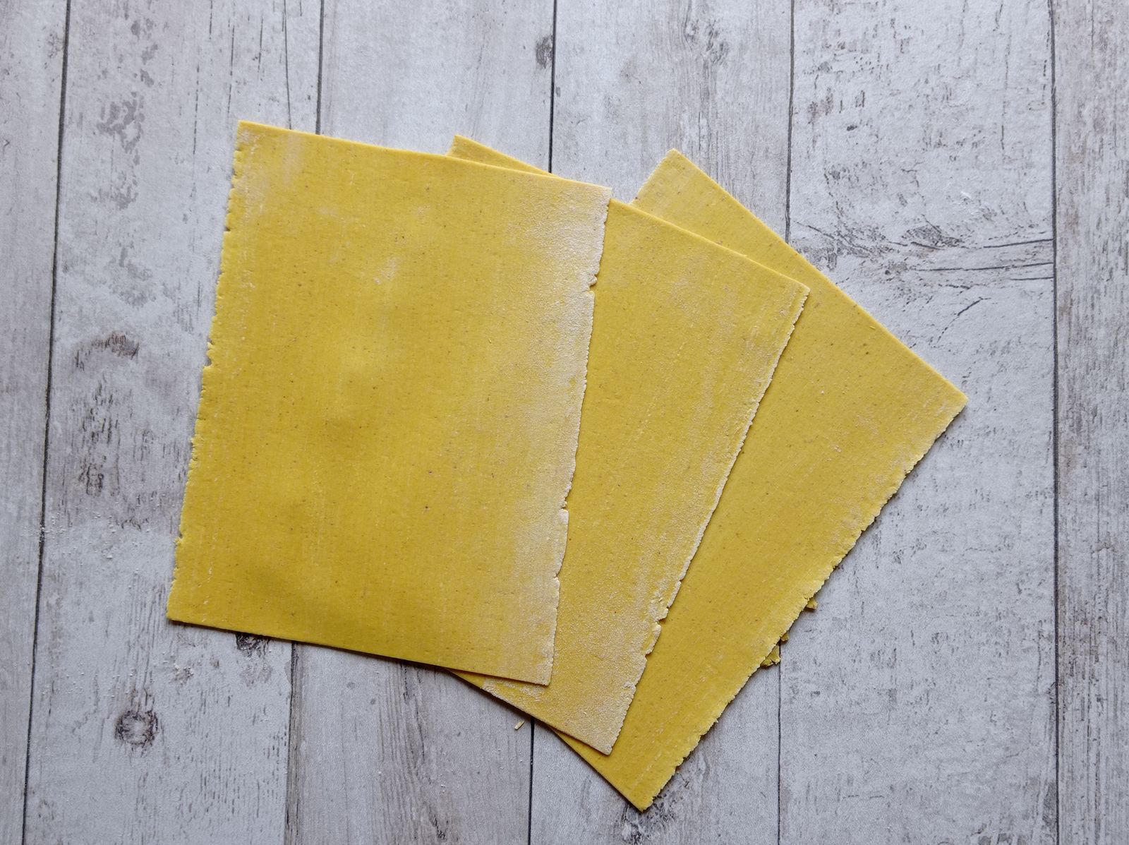 Fresh lasagna sheets on the counter