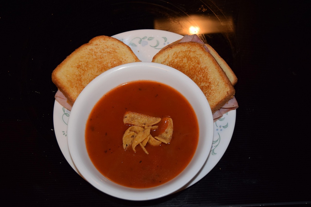 Tomato soup with grilled cheese for dunking