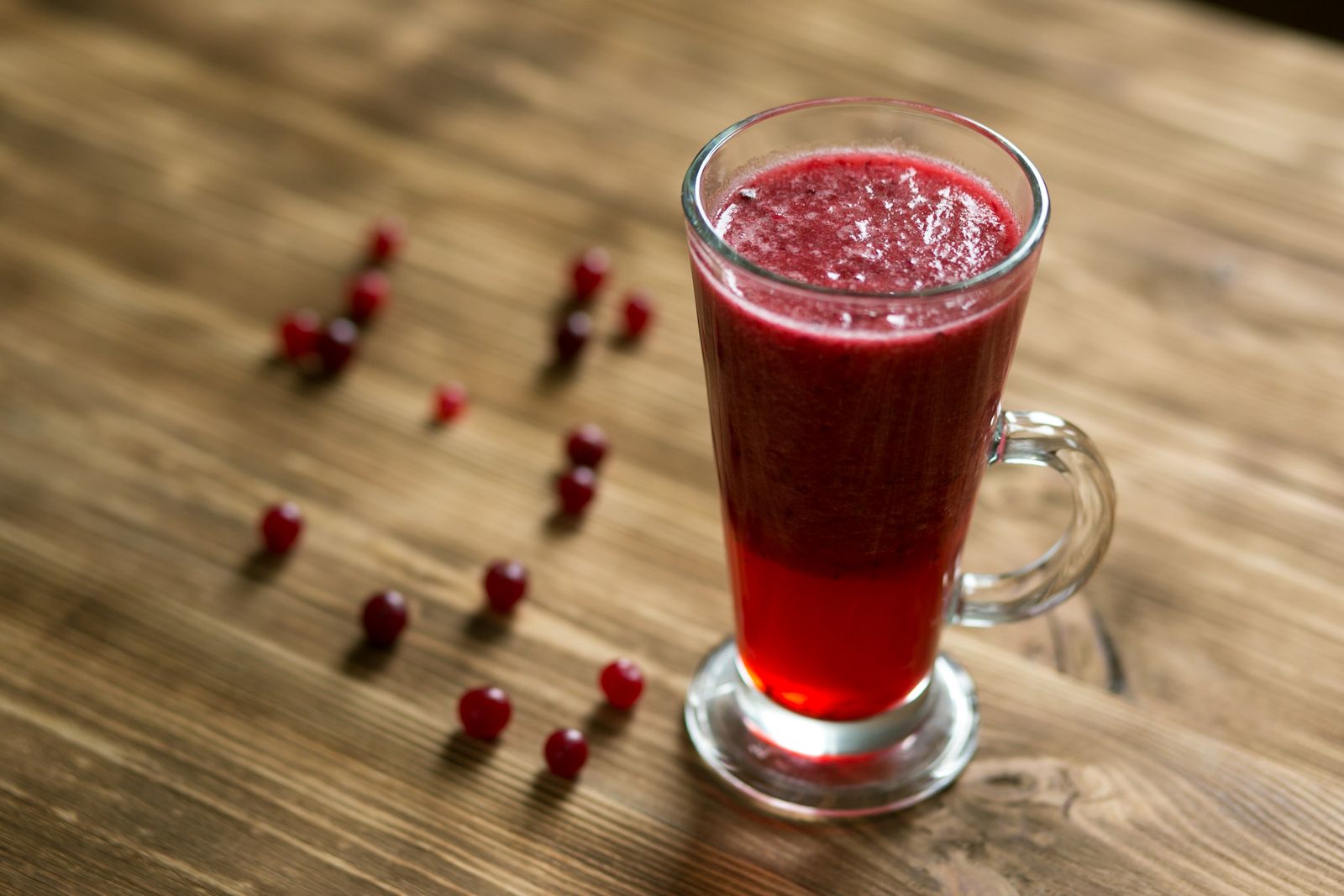Glass of sparkling cranberry drink
