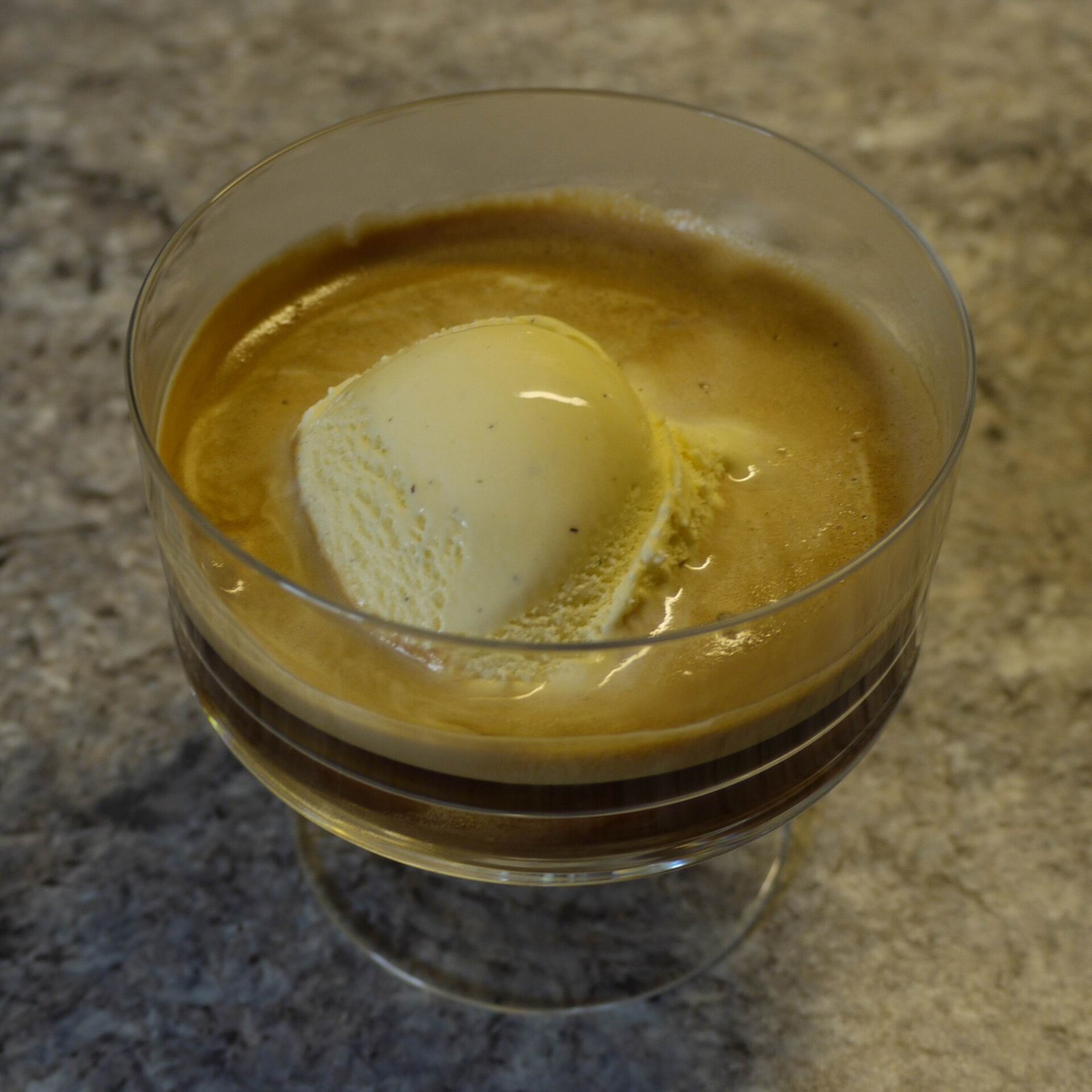 Affogato with ice cream in espresso, a favorite coffee dessert