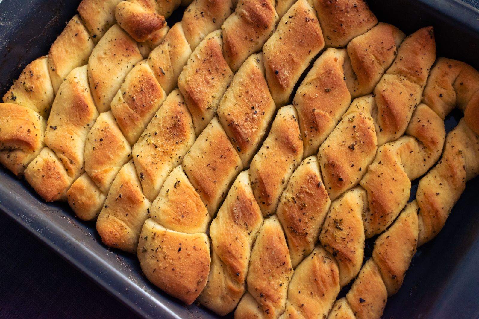 Golden pull apart bread, perfect for chili crisp recipes