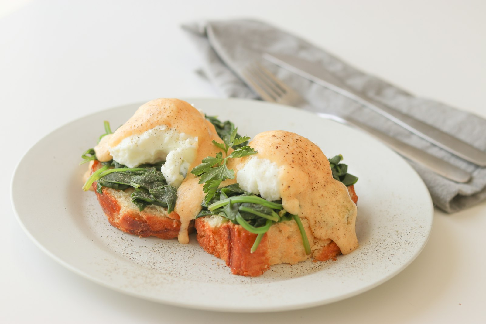 Eggs in a creamy sauce over toast