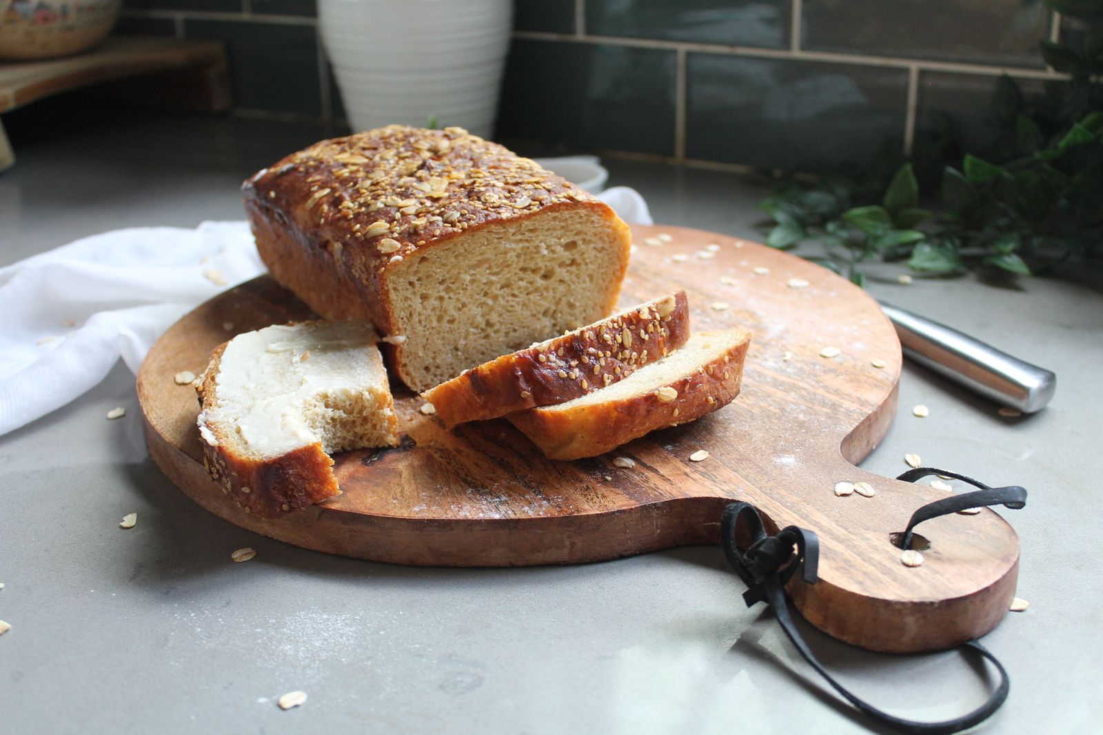 A loaf of quick bread on a wooden board, one of the Depression era dinners sides