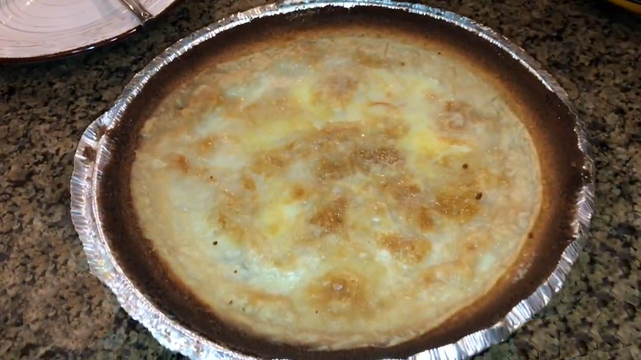 Water pie in a foil pie pan