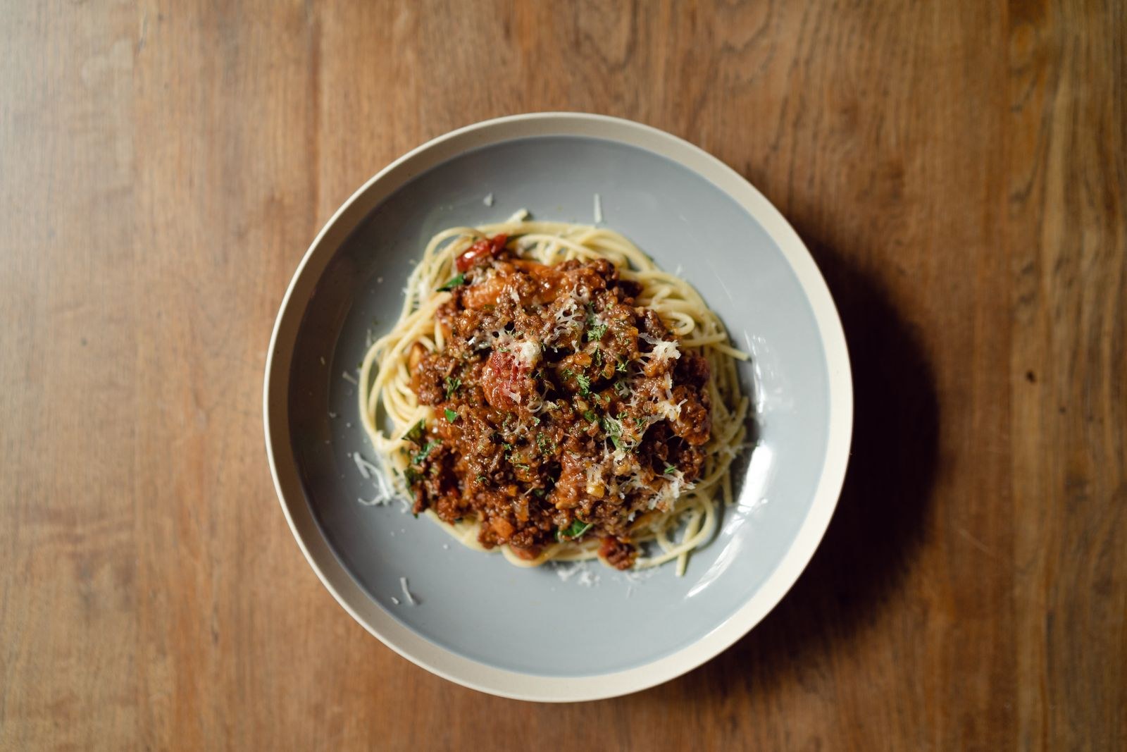 Spaghetti with slow simmered bolognese sauce