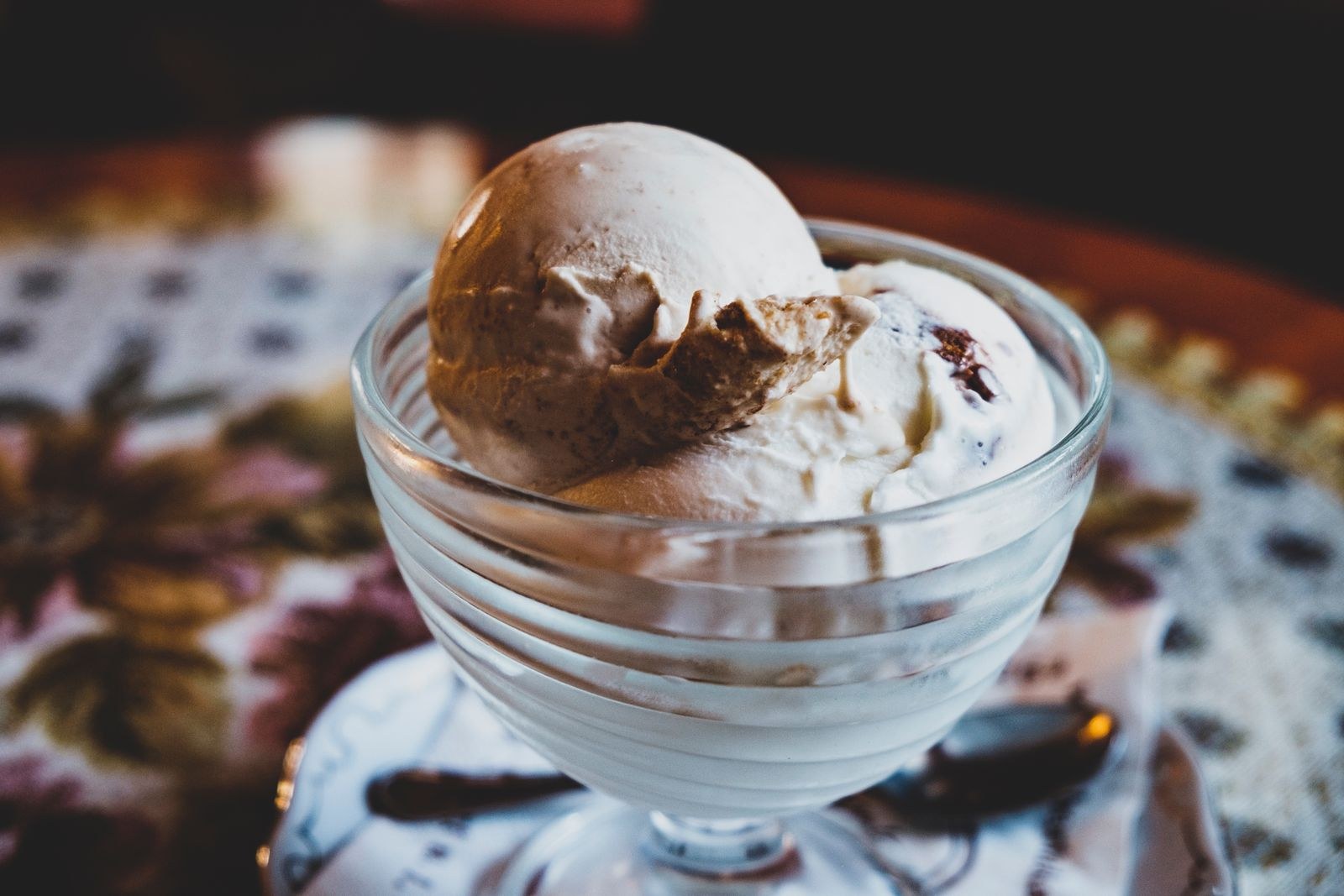 A glass of homemade vanilla ice cream