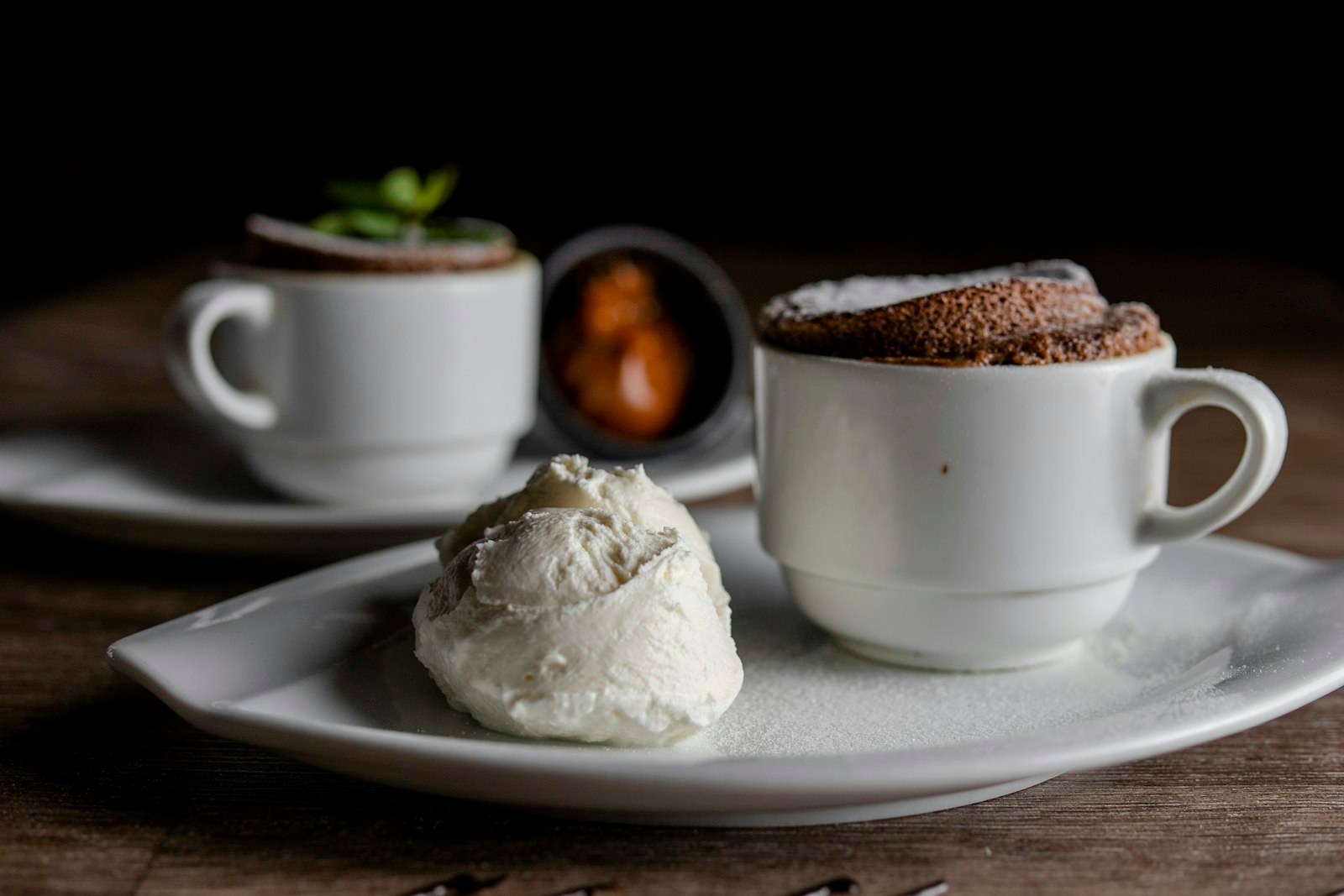 Mug meals for dessert: warm chocolate mug brownies with ice cream