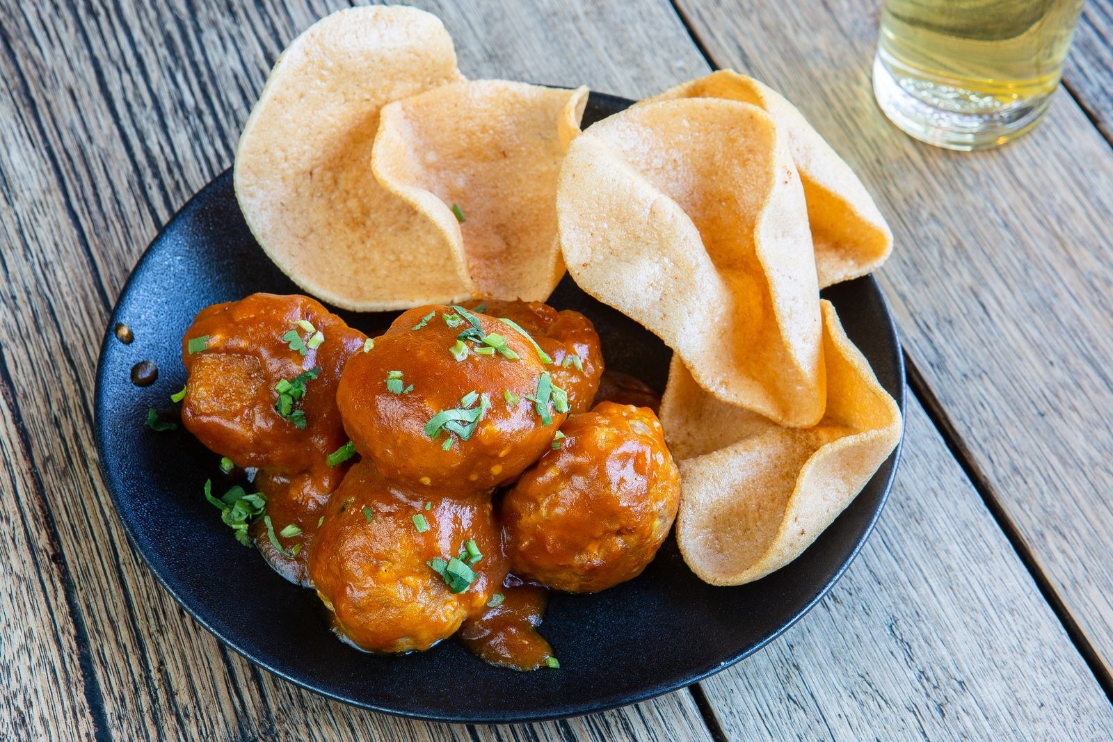 Glazed meatballs on a plate