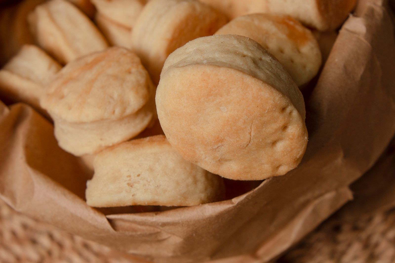 Basket of fresh homemade biscuits