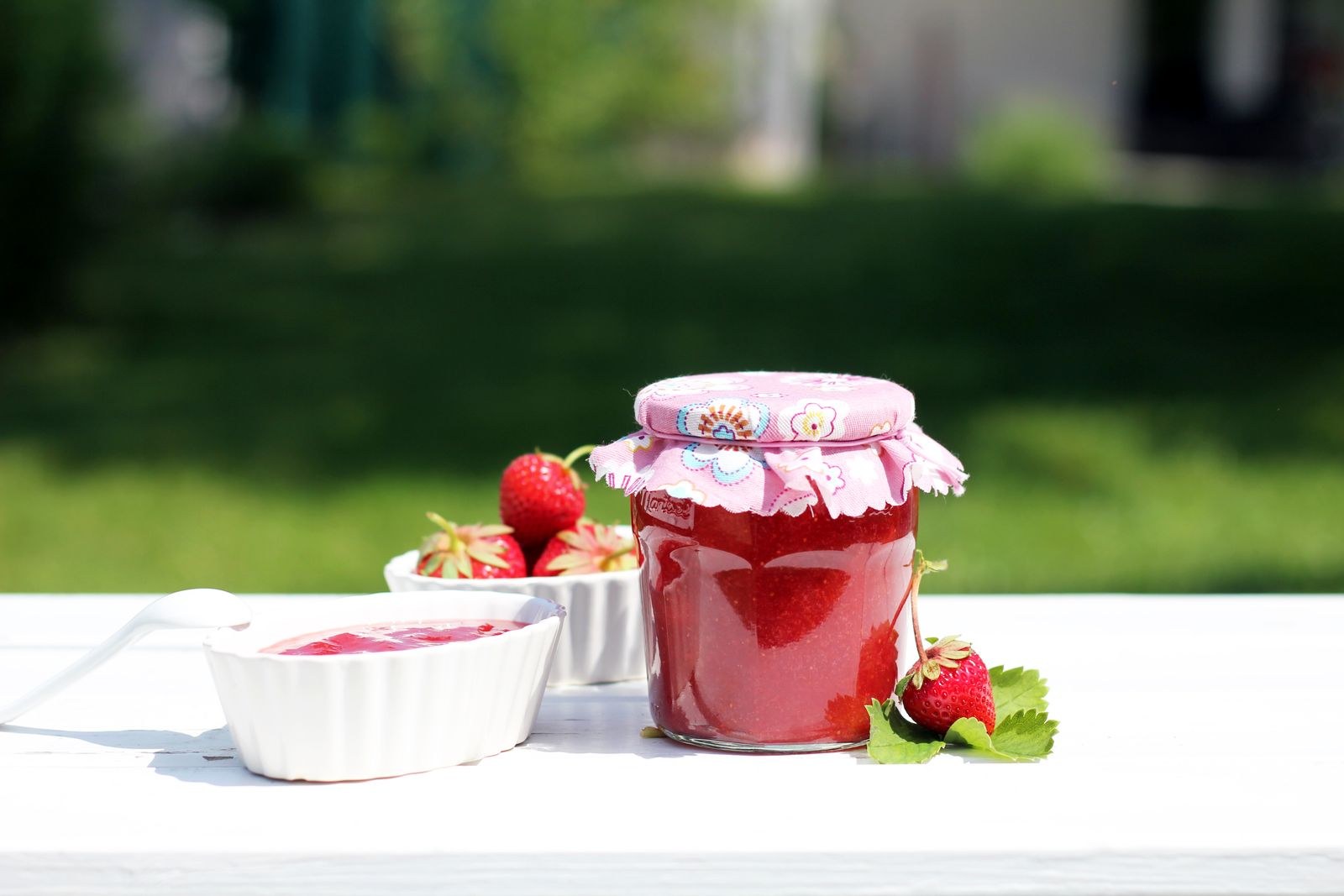 Jar of homemade strawberry jam
