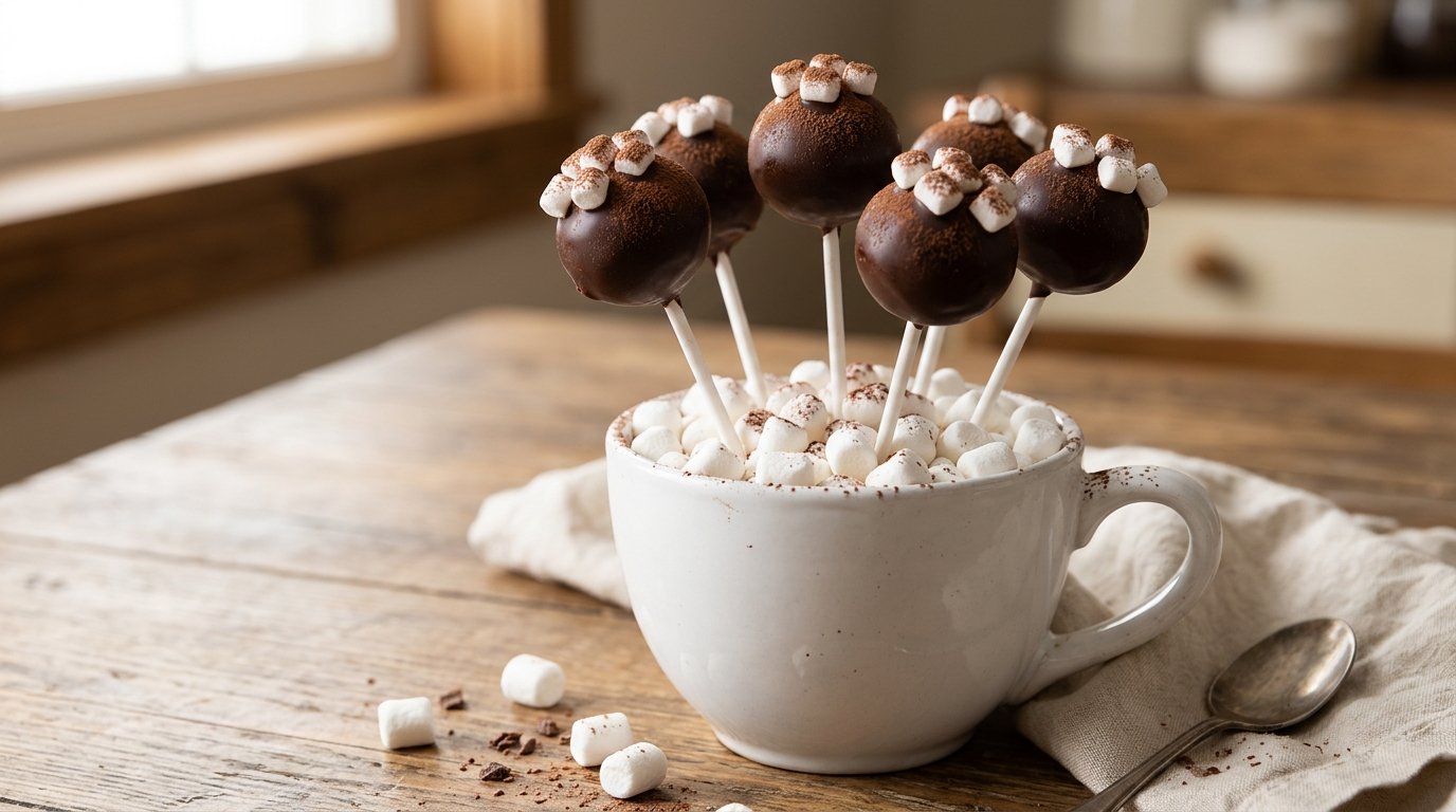Hot cocoa treats with mini marshmallows in a white mug