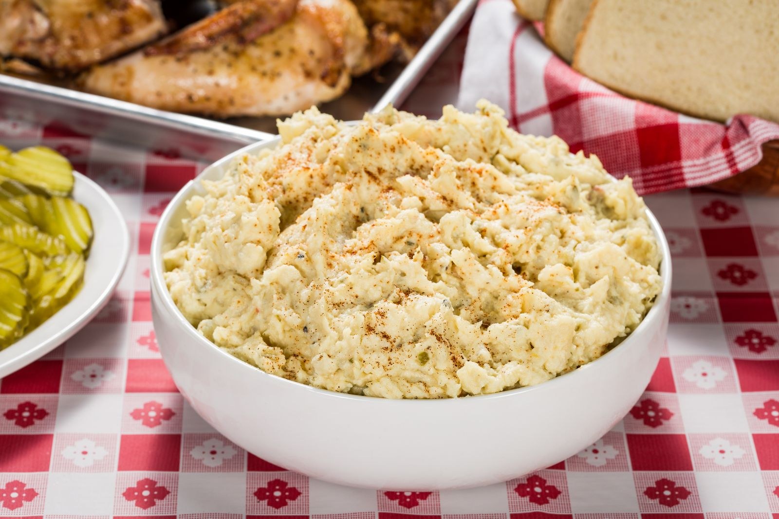 Potato salad in a bowl at a picnic