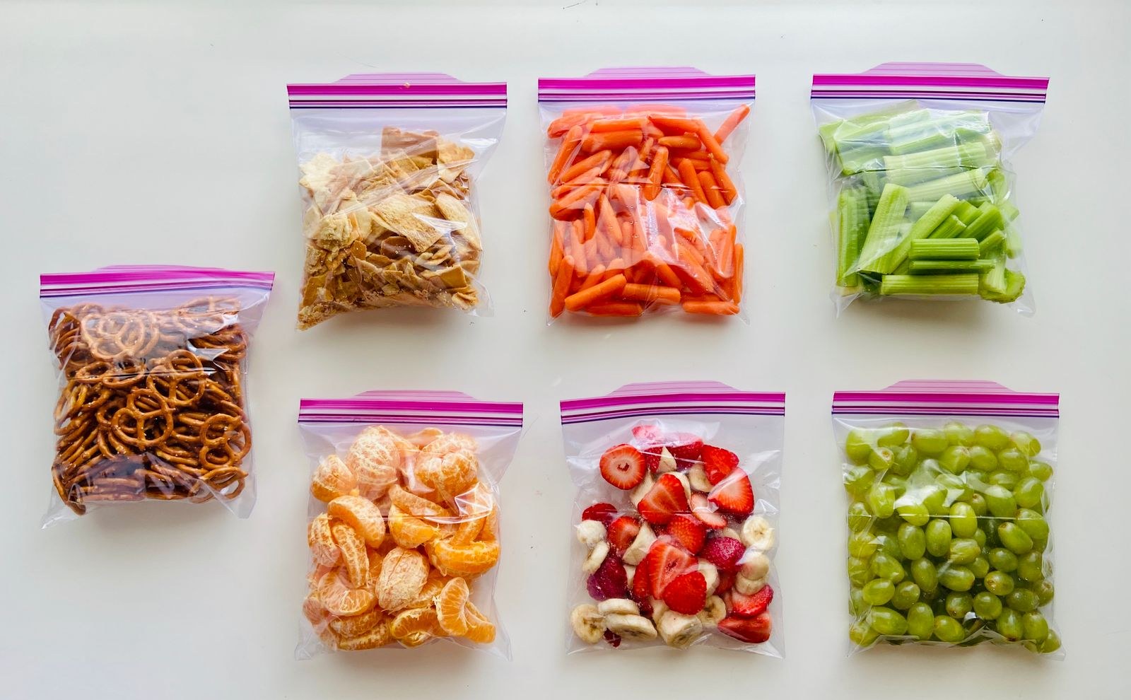 Prepped ingredients in zip-top freezer bags