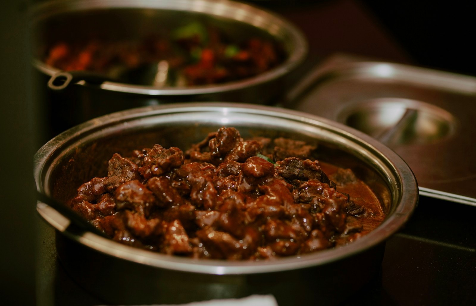 Red wine braise simmering in a pot