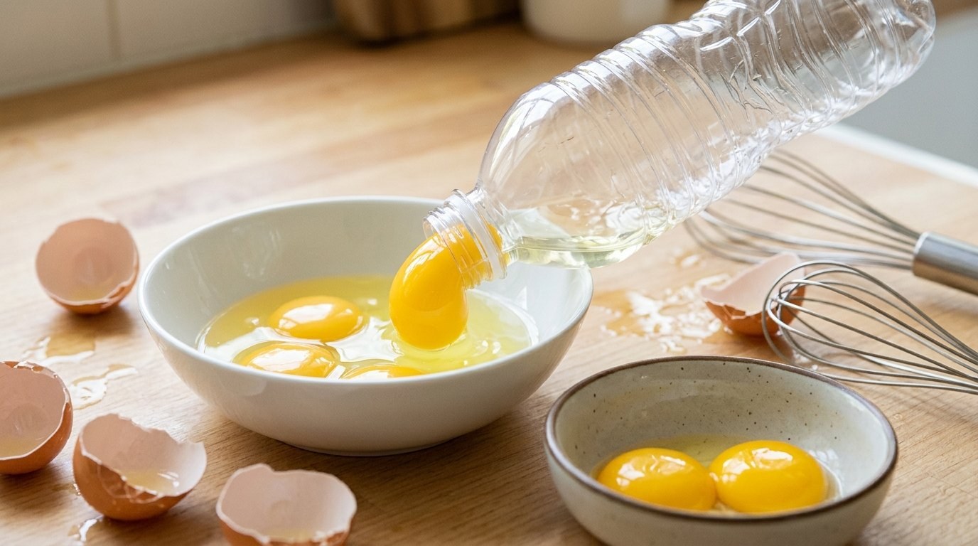 Separating an egg yolk with a clean water bottle